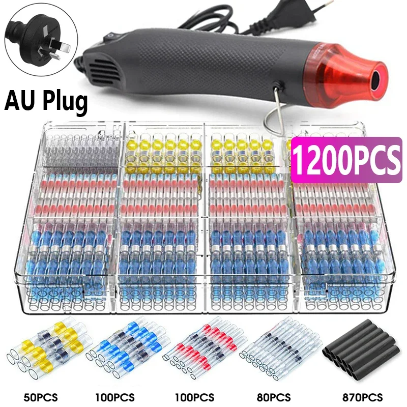 50에서1200PCS 완벽방수 열수축 튜빙 와이어 케이블 슬리브 히터 포함 납땜 씰 커넥터 전기 강력한 보호, 11 1200pcs(AU 220V) 29,100원