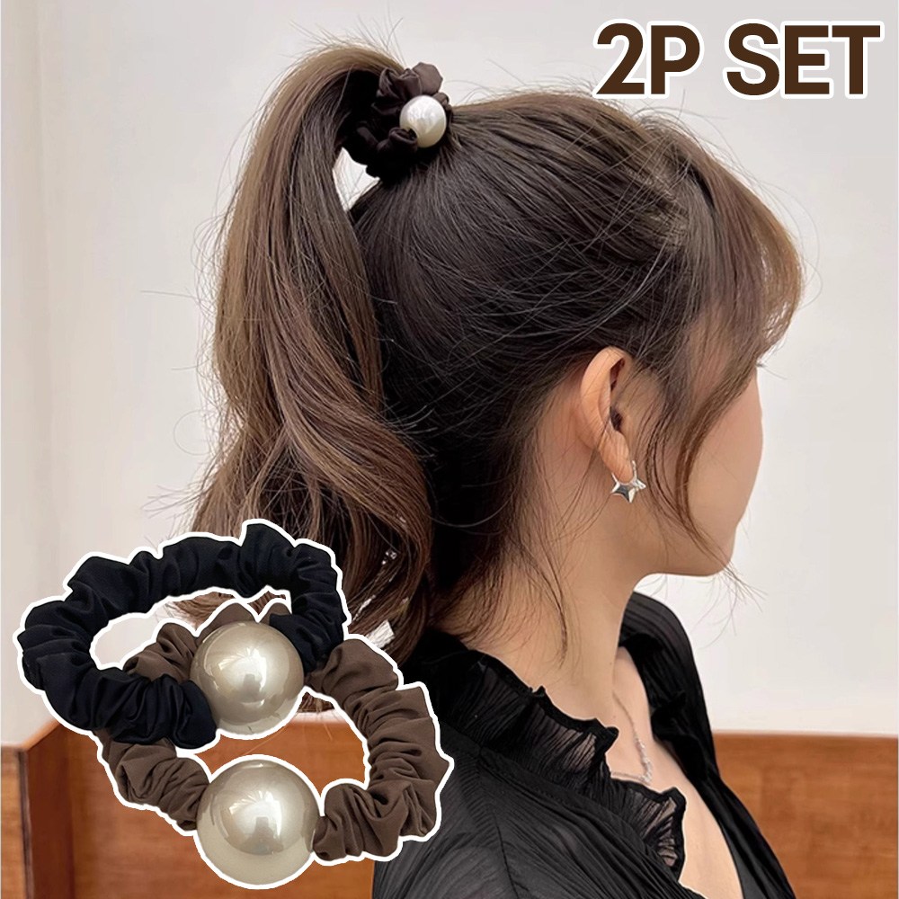 로르블랑 59컬렉션 데일리 컬러 진주 곱창머리끈 SET 5,900원