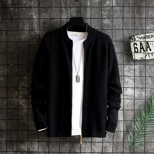 남성용 패션플로우 꽈배기 믹스 라운드넥 니트 집업 가디건 26,190원