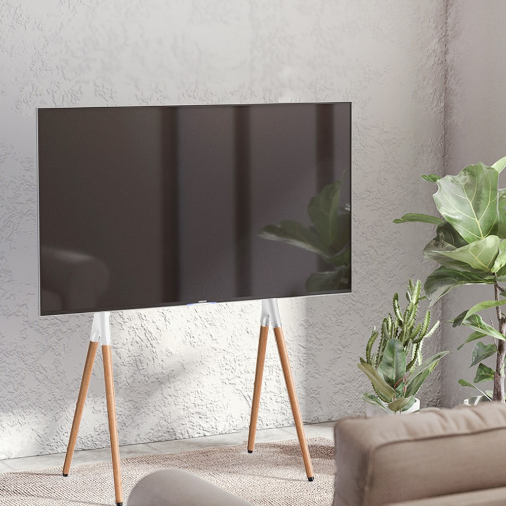 엘디 엘마운트 이젤형 tv 스탠드 거치대 원목 4발 다리 티비거치대 APL-TSE645W 화이트 139,000원