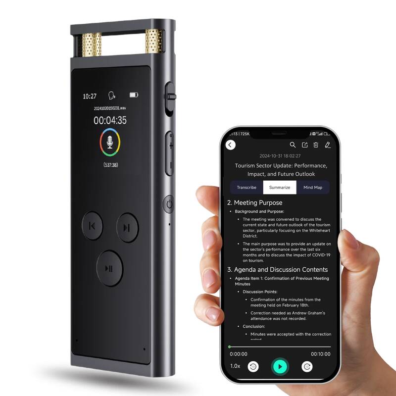 음성-텍스트 변환을 위한 APP가 포함된 디지털 음성 녹음기, GPT-4o 요약, 마인드 매핑, 재생 지원, 활성화, 64GB 알루미늄 합금 딕타폰, 스페이스 그레이 - Focas 78,300원
