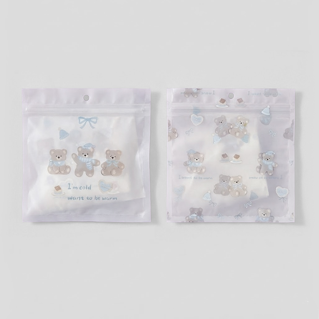 그린나무 귀여운 캐릭터 구디백 지퍼백 파우치 선물 포장봉투 2종 40개, 1세트, 옵션7. 반투명 포그베어 8,900원