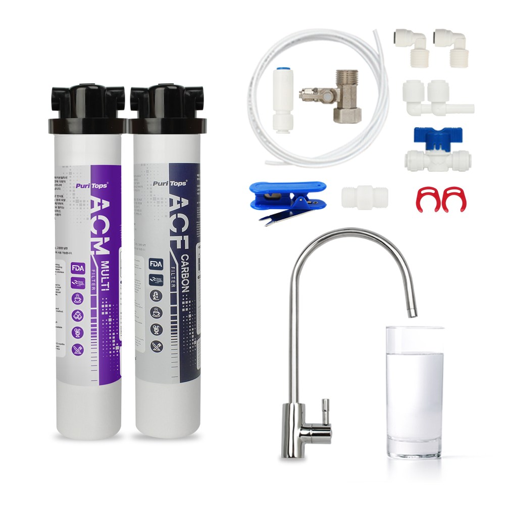 퓨리탑스 2단 직수형 언더싱크 정수기 DIY 세트 ACM+ACF 구성 싱크대 직수 정수기 KC인증 파우셋 124,900원