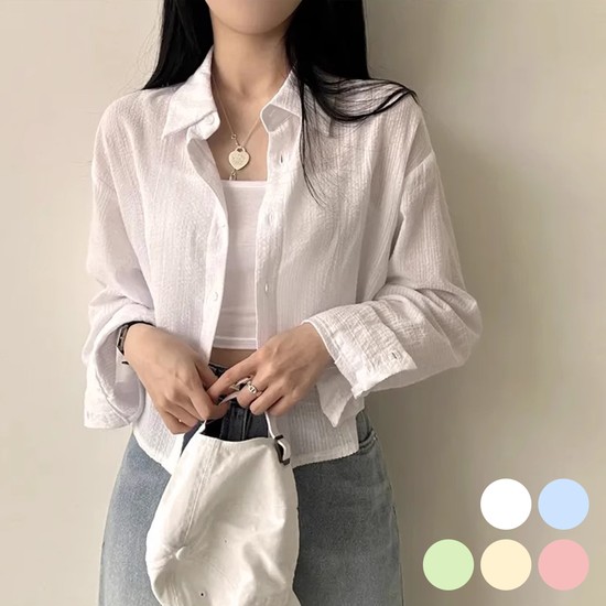 [디작소]여성 꾸안꾸 데일리 반크롭 잔스트라이프 셔츠, 현재가 30,000원