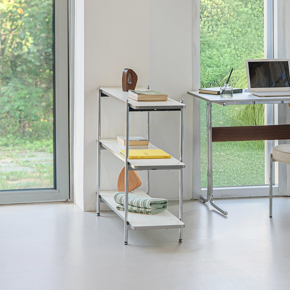 고트 미드센추리모던 철제 수납 사각 3단 선반 800 (화이트) 58,900원