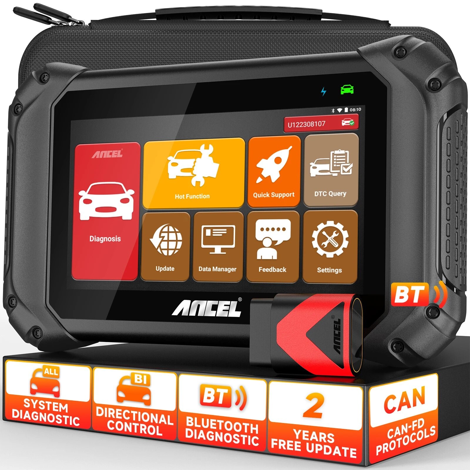 ANCEL 자동차 스캐너 모든 시스템 ABS 오일 TPMS SAS BMS 다중 리셋 양방향 테스트 OBD 2 자동차 진단 도구 V5 BT OBD2 475,590원