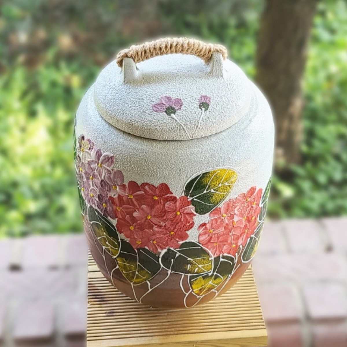 분청투톤 수국 10kg 쌀독 일자형 63,000원