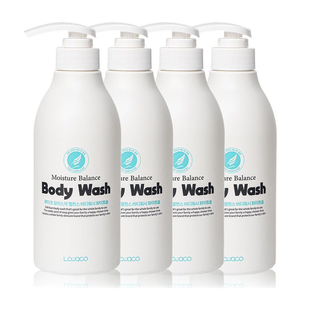 루아코 모이스처 밸런스 바디워시 화이트솝 비누향 온가족용, 4개, 500ml 60,000원