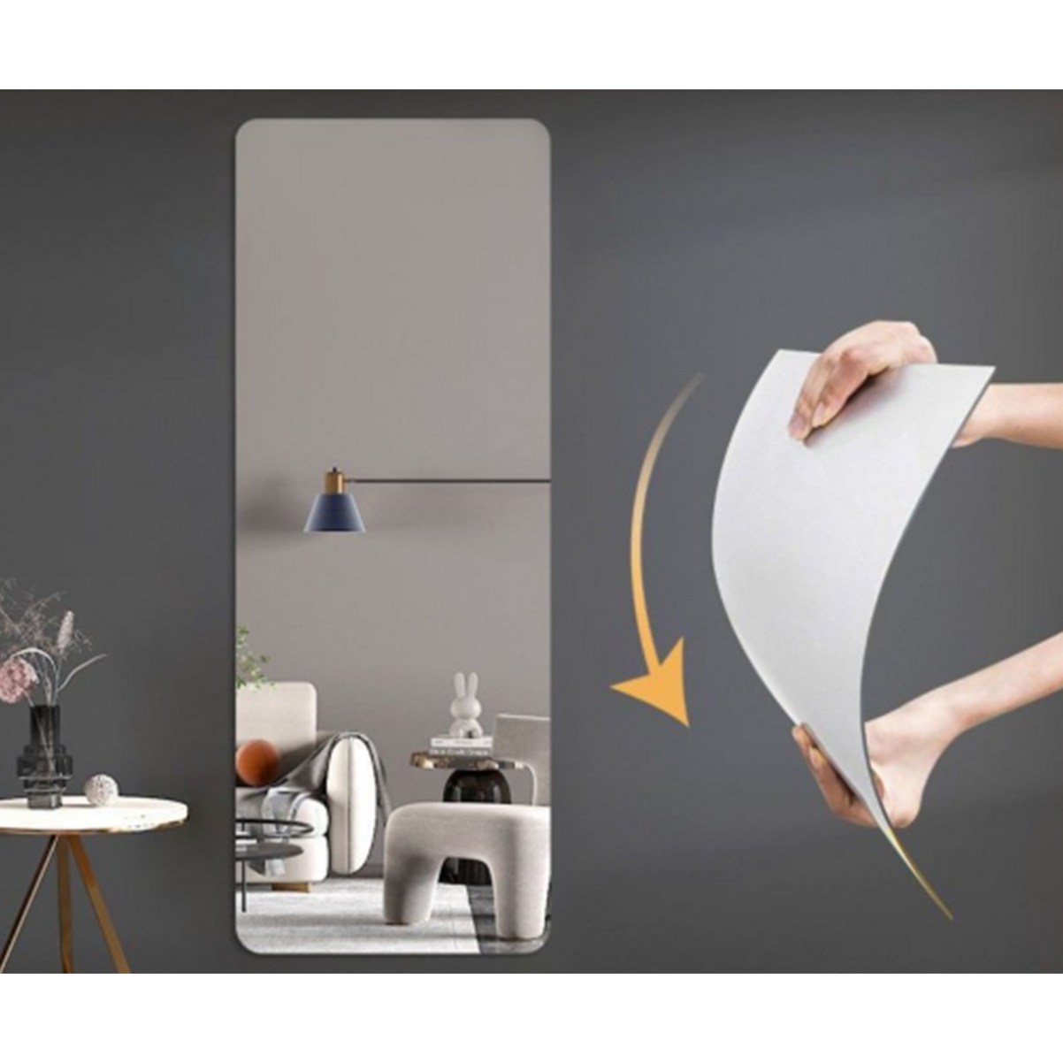 아미성 부착형 아크릴 전신거울, 직사각(라운드코너), 투명 21,500원