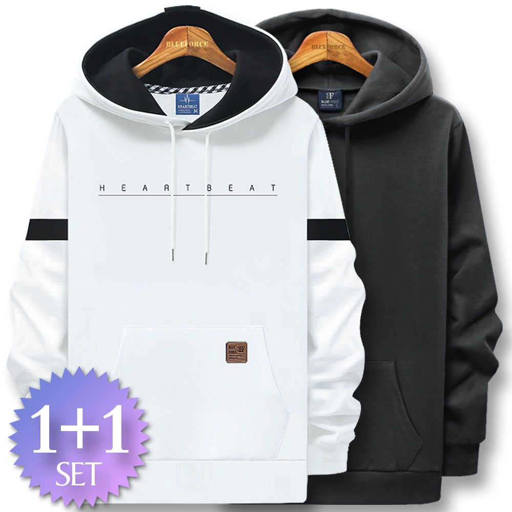 블루포스 덴리슨 후드티 + 트렙 후드티 [2장 묶음] 남자 긴팔 티셔츠 남성 빅사이즈 운동복 가을 단체티 커플티 츄리닝 51,400원