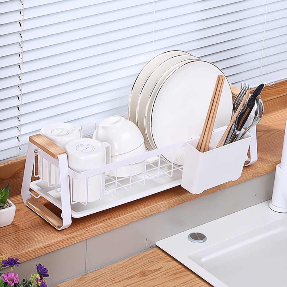 식기건조대 미니 심플 가정용 소형 틈새형 1인 가구용, 1개, 화이트+원목 23,900원