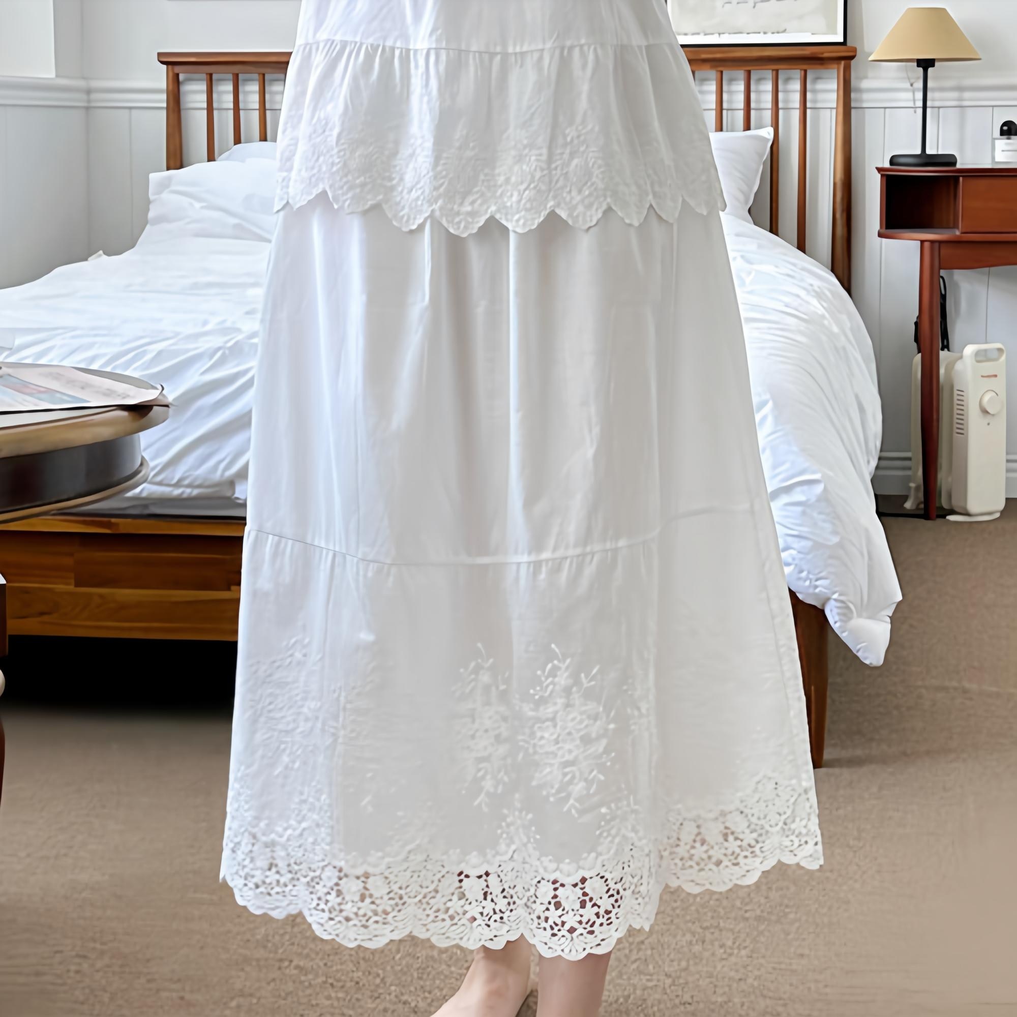 자수꽃 면레이스 롱스커트 여성레이어드이너속치마 21,900원