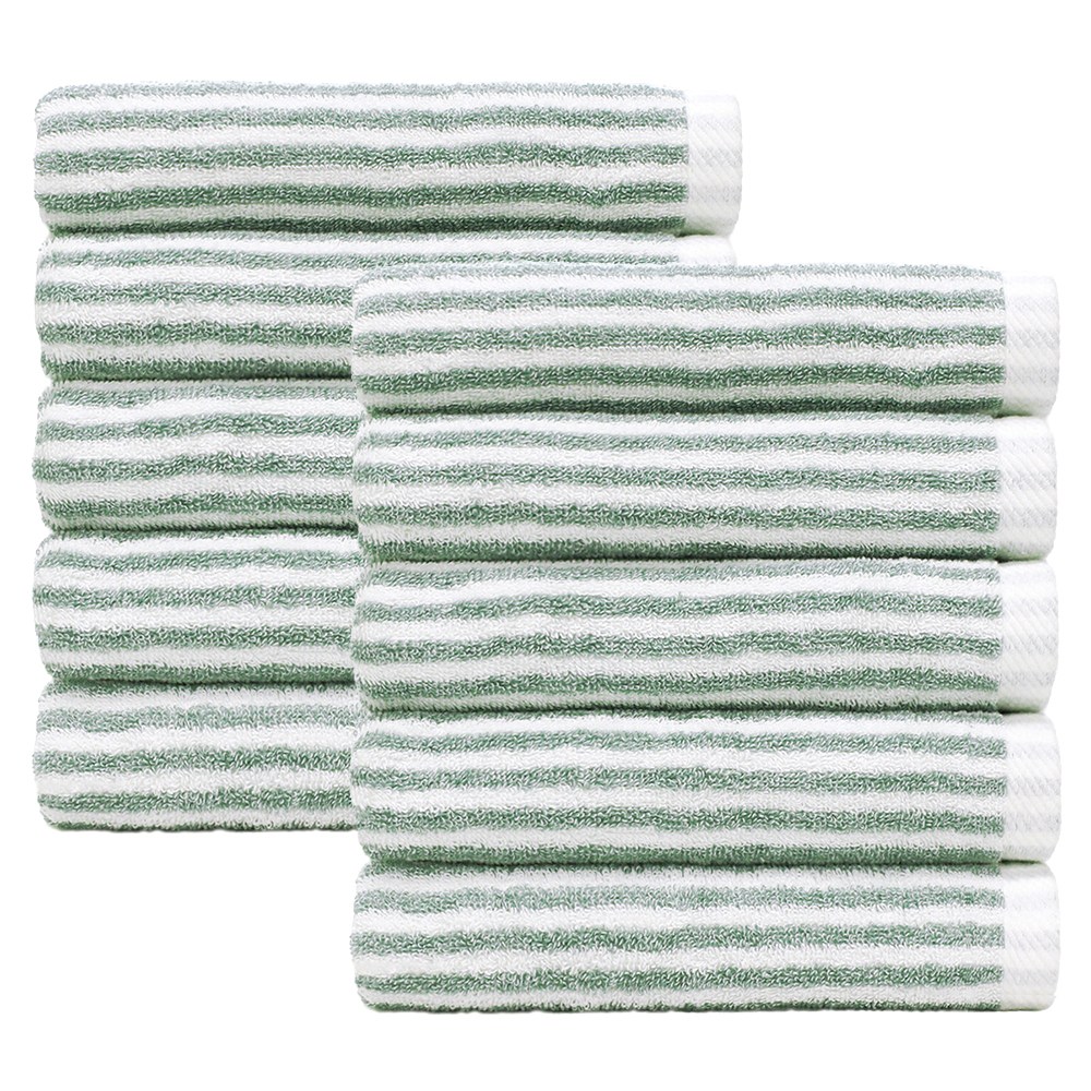 어메니티타올 보카시 선염 스트라이프 30수 150g 호텔 수건 세트, 그린, 10개 59,990원