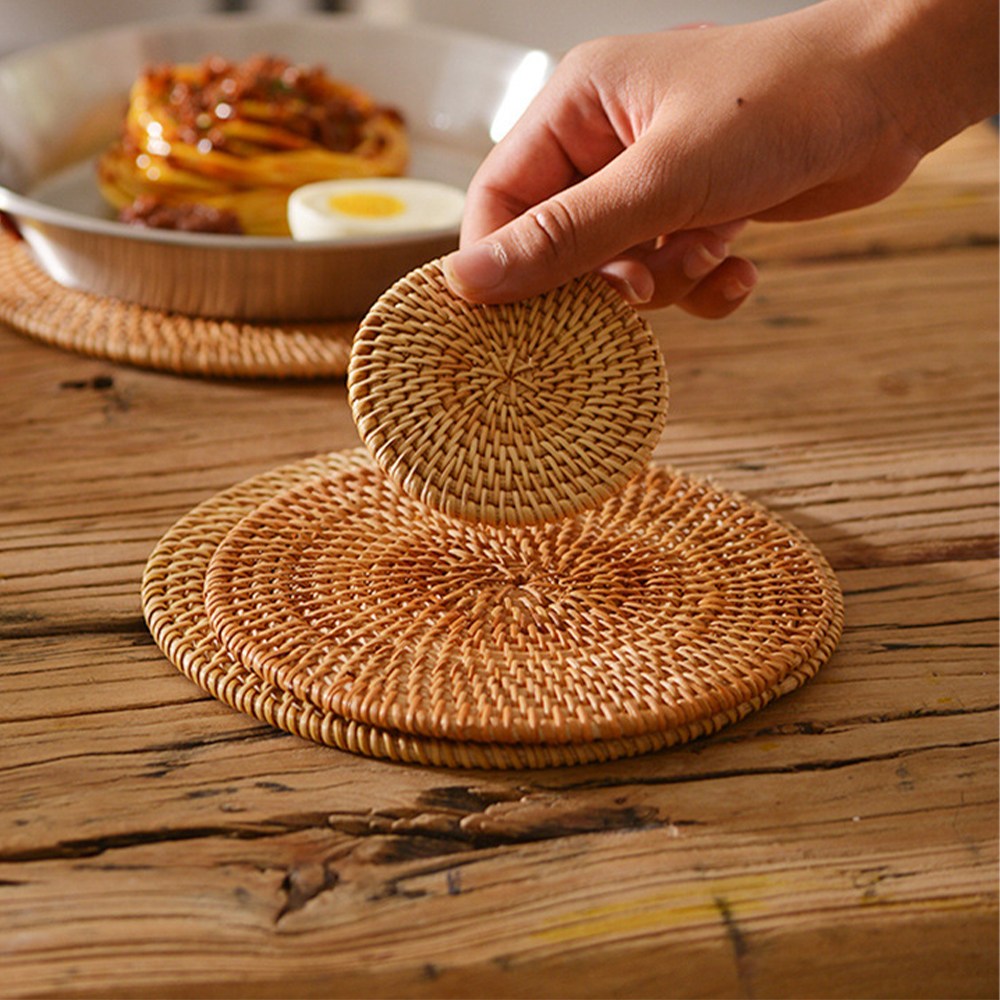 오릴리 핸드메이드 원형 라탄 매트 티코스터 주전자 냄비 받침 시리즈, 1개, 12호 30x40cm 23,500원