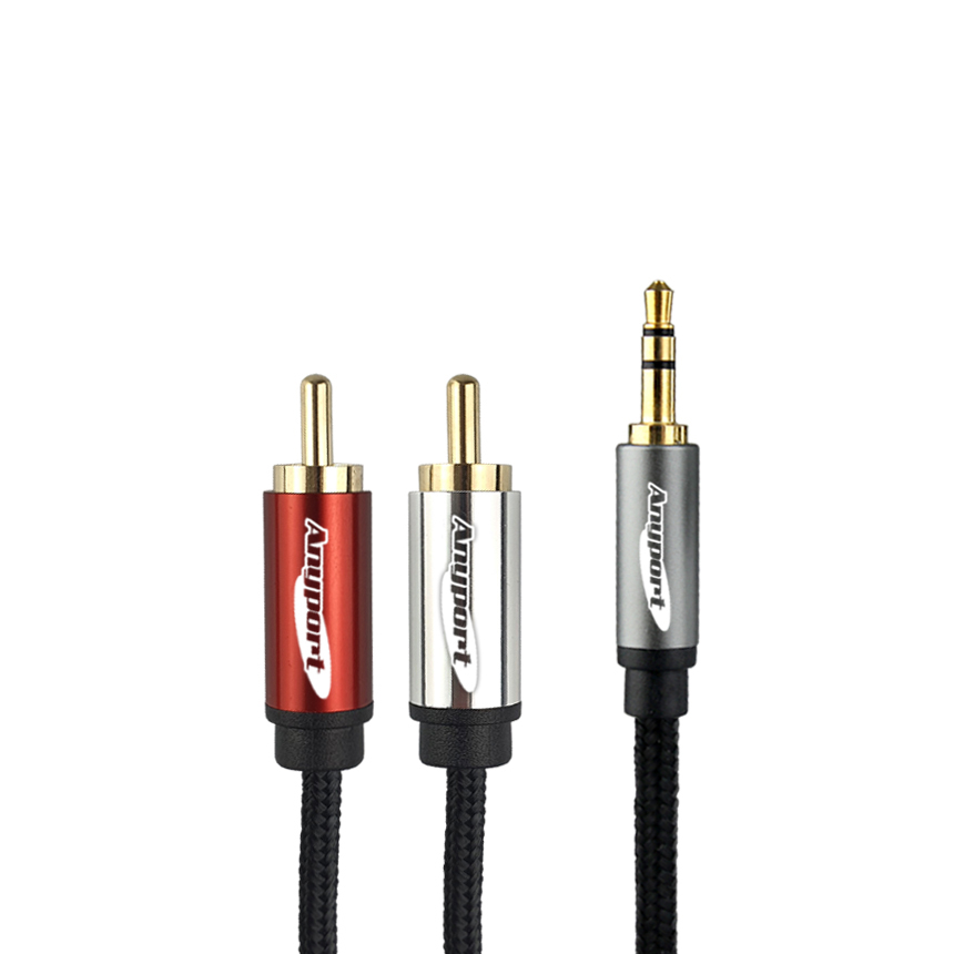 애니포트 메탈 프리미엄 스테레오 3.5 to 2RCA 오디오 스피커 케이블 1m, 그레이, AP-2R1ST010M 4,620원