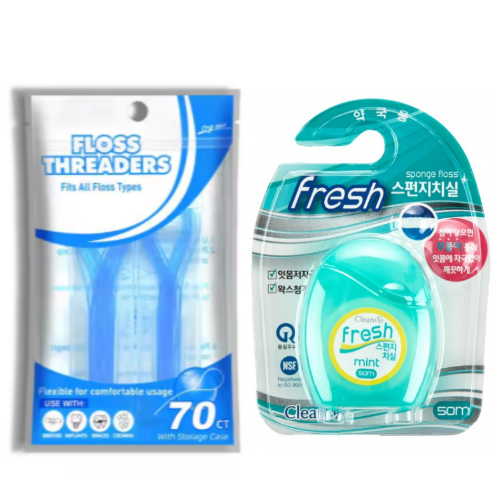 치실 슈퍼플로스 대용 스펀지 특수 치실 휴대용 교정용 일회용 교정 브릿지 임플란트 민트향, 1세트, 2개입, 50m 13,900원
