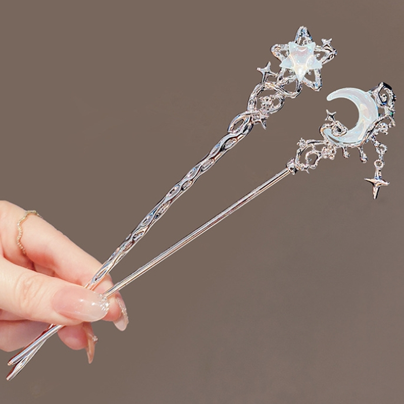 초승달,별 포인트 메탈 비녀 2개세트 올림머리 쪽머리 한복 비녀 7,900원