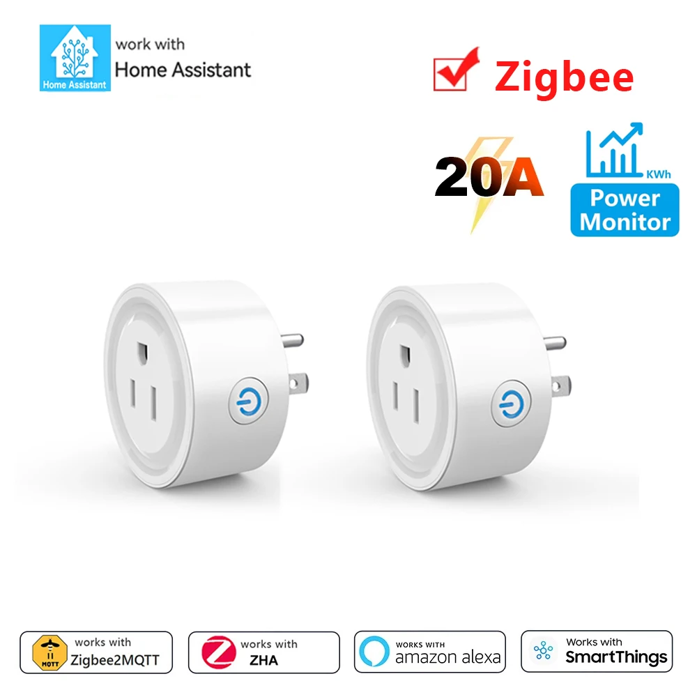 홈어시스턴트 지그비 소켓 미국 스마트 플러그 20A 콘센트 어댑터 전력 모니터 앱 제어 지원 Alexa Zigbee2 29,000원