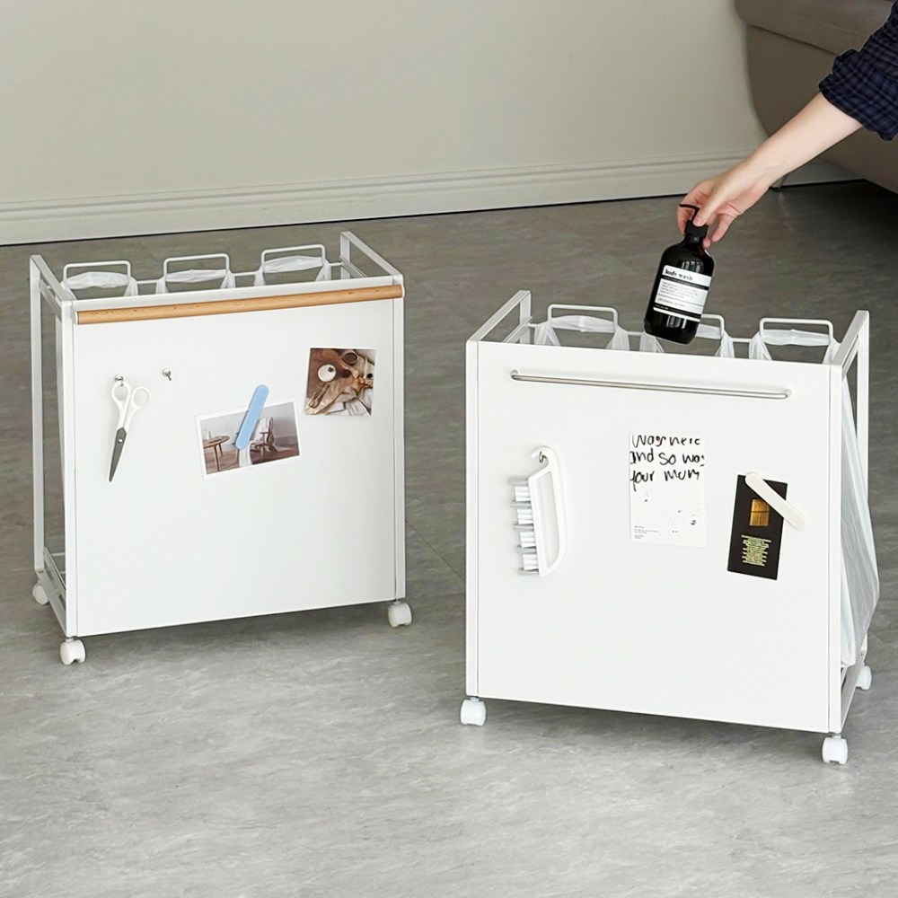 자석 후크 2P 증정 루시아이 스틸 히든 분리수거 트롤리, 실버 45,200원