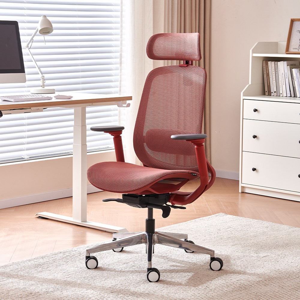 아우스 DS04 프리미엄 풀메쉬 리클라이너 사무실 학생 컴퓨터의자 게이밍 책상 의자, 레드 183,800원