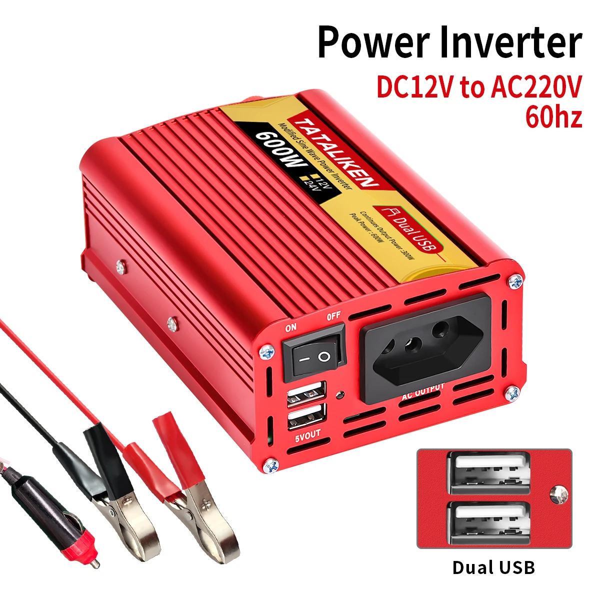 브라질 소켓 전원 인버터 600W/1500W/2000W/2500W DC 12V/24V AC 110V/220V 휴대용 자동차 충전기 변환기 30,600원