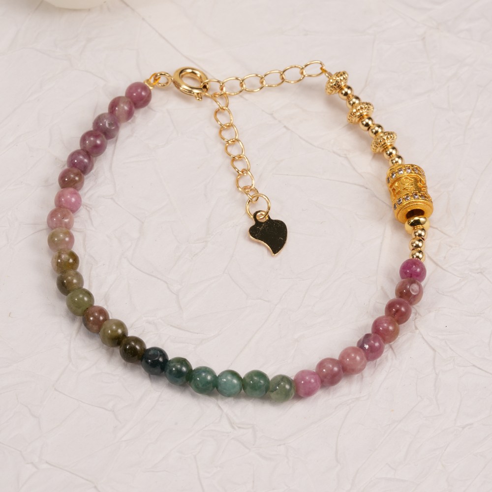 오누이디스플레이 천연 토르말린 원석 팔찌 여성 멀티컬러 진주 포인트 데일리 팔찌 19,900원