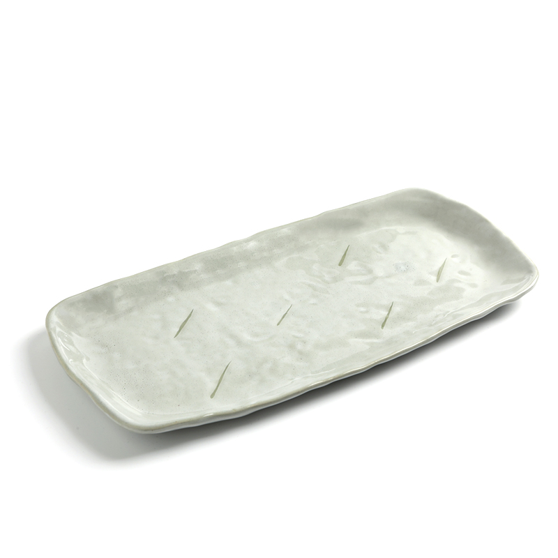국산 수라도자기 빗소리 핸드메이드 도자기그릇 사각 긴접시 생선접시 메인접시, 1개, 빗소리_사각긴접시 그린 22,900원