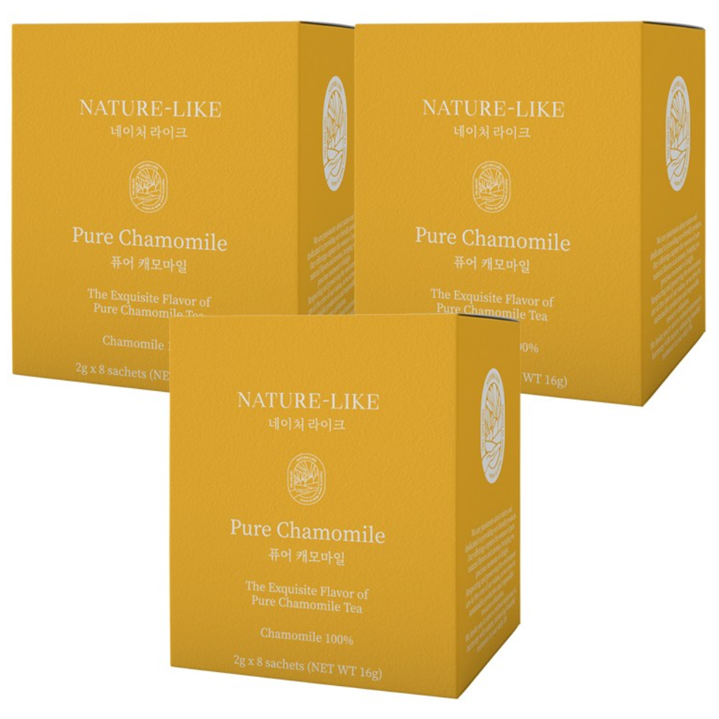 네이처라이크 유기농 순면 티백 잎차 미세플라스틱NO 무카페인 꽃차 항산화 노화예방 스트레스 긴장완화 프리미엄 유기농 퓨어 캐모마일 허브티, 3개, 8개입, 2g 50,300원