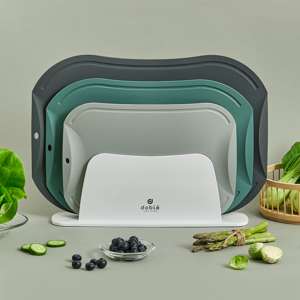 도블레 칼집나지 않는 도마 라이트그레이 소 + 도마 세이지그린 중 + 도마 차콜 대 + 도마 거치대 + 선물박스 세트 59,420원