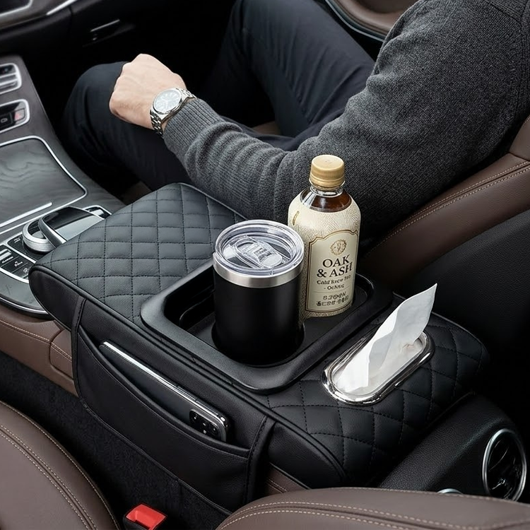 라이프엔라이크 차량용 팔걸이쿠션 수납함 팔걸이 팔받침대 팔거치대 컵홀더 콘솔 팔걸이 쿠션, 1개, 블랙 6,000원