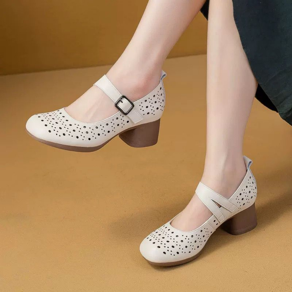 UNIQUEZON 여성 양가죽 키높이 단화 메리제인 슈즈 봄 여름 편한 메쉬 신발 26,800원