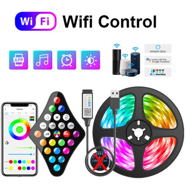 루나파몰F와이파이 USB LED 스트립 조명, RGB 5050 블루투스 앱 제어, 유연한 다이오드 장식, 거실 램프 리 11,200원