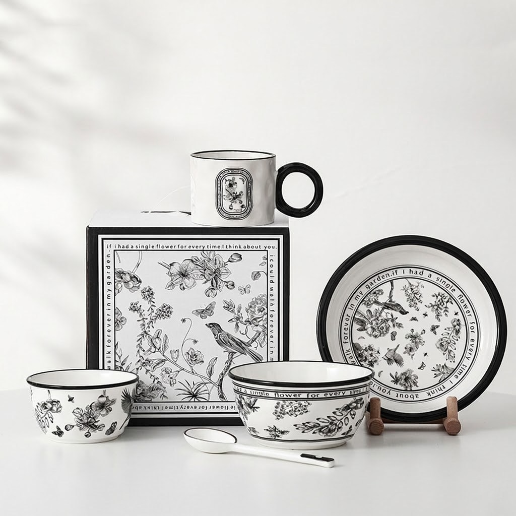 메블르 가든 1인 식기 도자기 선물세트 공기 (1P)+대접 (1P)+접시 (1P)+머그컵 (1P)+숟가락 (1P)+선물박스 포장, 1세트, 1인 식기 5P, 가든 38,900원