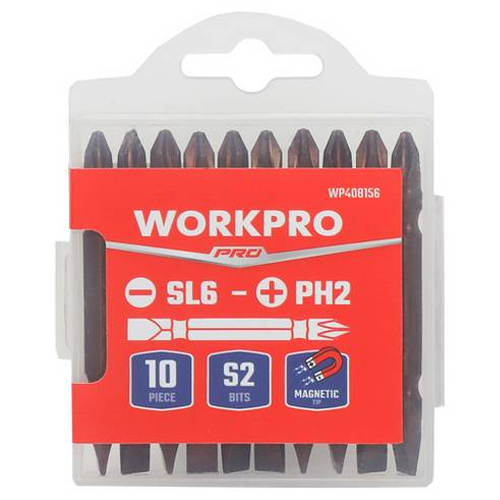 워크프로 자석듀얼양용비트 +/-형 PH2-SL6 65mm 10p 세트 WP408156 5,900원
