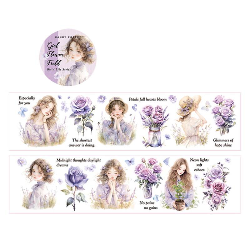 올리브파티 걸스라이프 인물 감성 다꾸 디자인마테 롤 스티커, 걸플라워, 1개 6,500원
