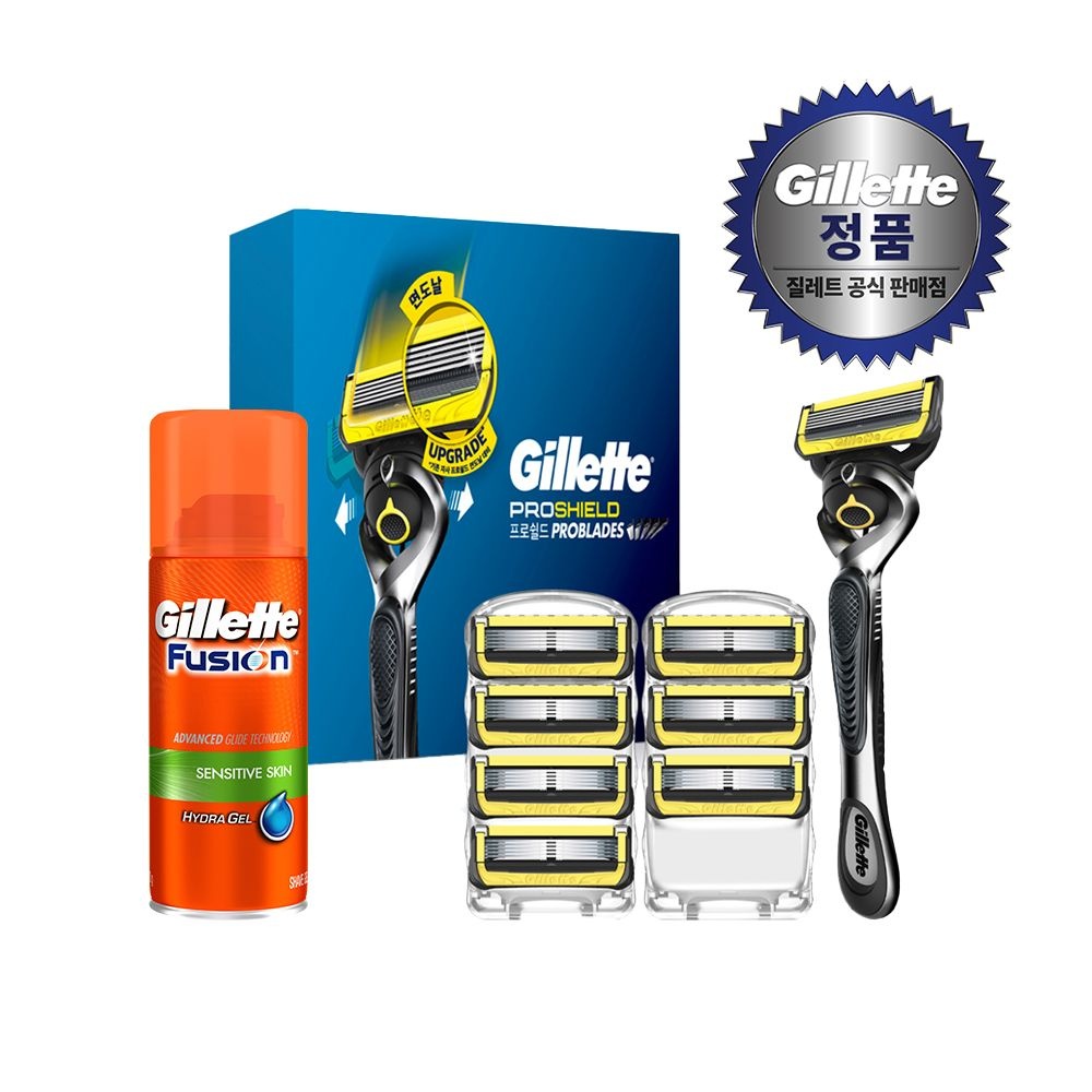 질레트 2024 프로쉴드 옐로우/스킨텍 면도기 핸들1입 + 면도날8입 + 미니젤 증정[S12] 112,000원