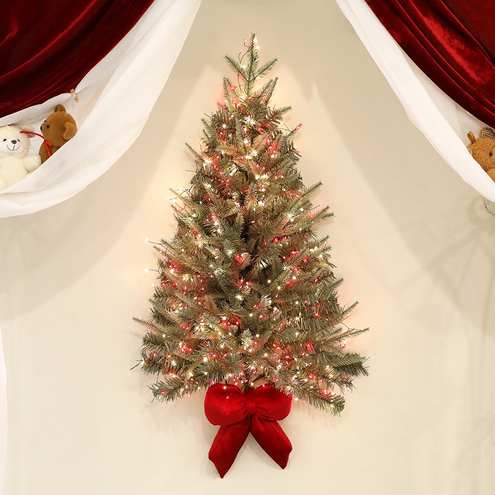 조아트 크리스마스트리 지네전구 벨벳뽕리본 하프벽트리 세트, 하프벽트리 그레이 루비웜 49,900원