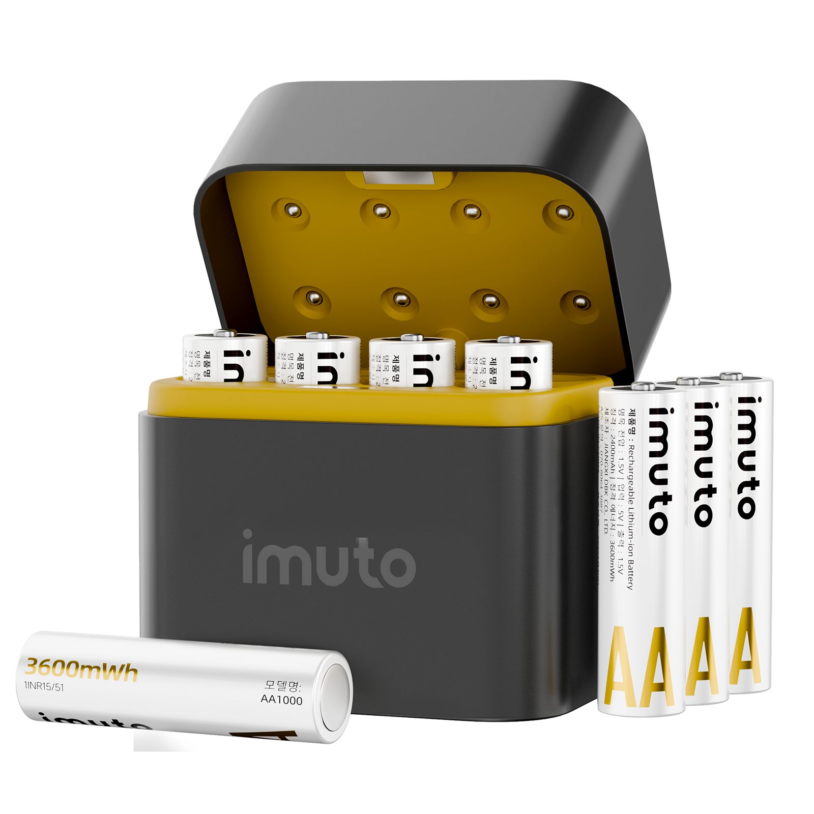 IMUTO 1.5V 리튬 배터리 건전지 충전지 충전기 세트 AA 3600mWh, 1세트, 8개입 42,800원