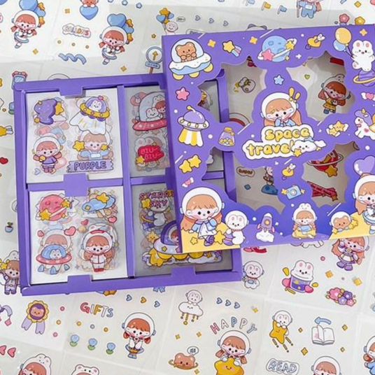 올리브파티 다꾸 방수 스티커 100매 패키지 선물 세트, 1세트, 모모의 우주여행 7,900원