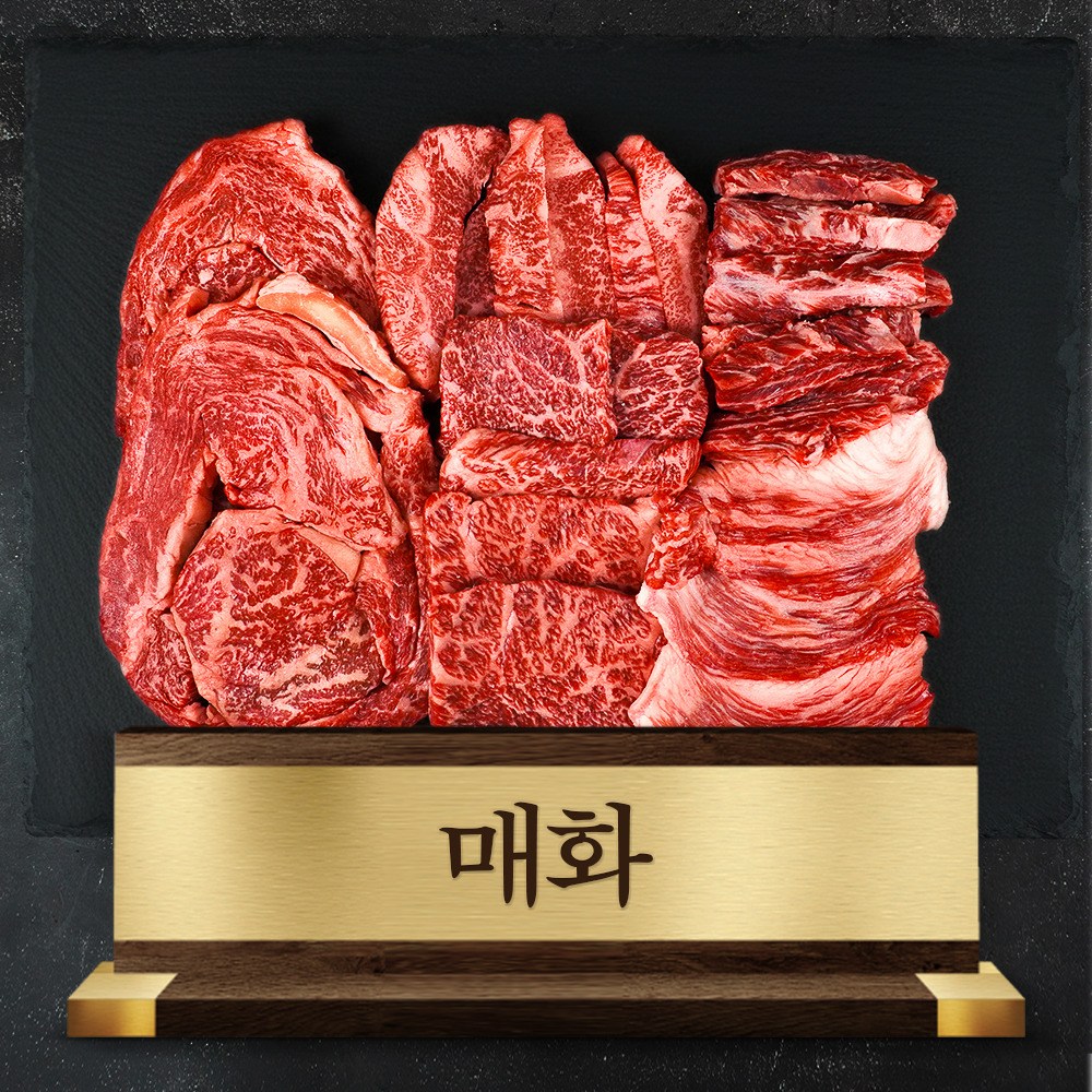 [오늘출발] 1++등급 투뿔 한우 구이용 선물세트 1.2kg 인내 매화 냉장 소고기 / 기본선물포장, 1세트 239,000원