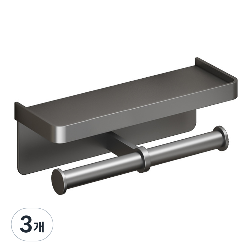 다이나토리 무타공 화장실 휴지걸이 선반형, 3개, 더블-그레이 51,010원