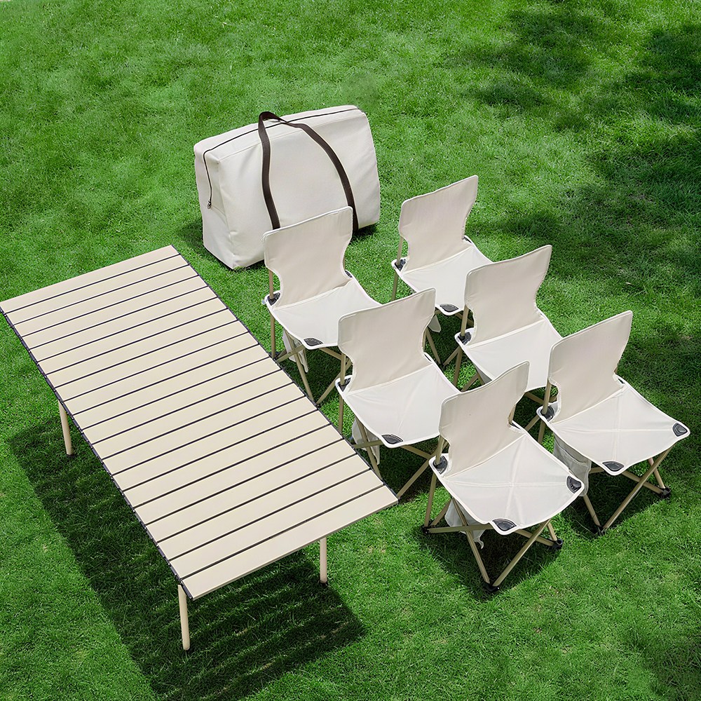 초경량 접이식 알루미늄 캠핑 테이블 의자 5종 세트 , 야외용 피크닉 캠핑 낚시 바베큐 간편 조립 수납가방 포함, 화이트 89,000원