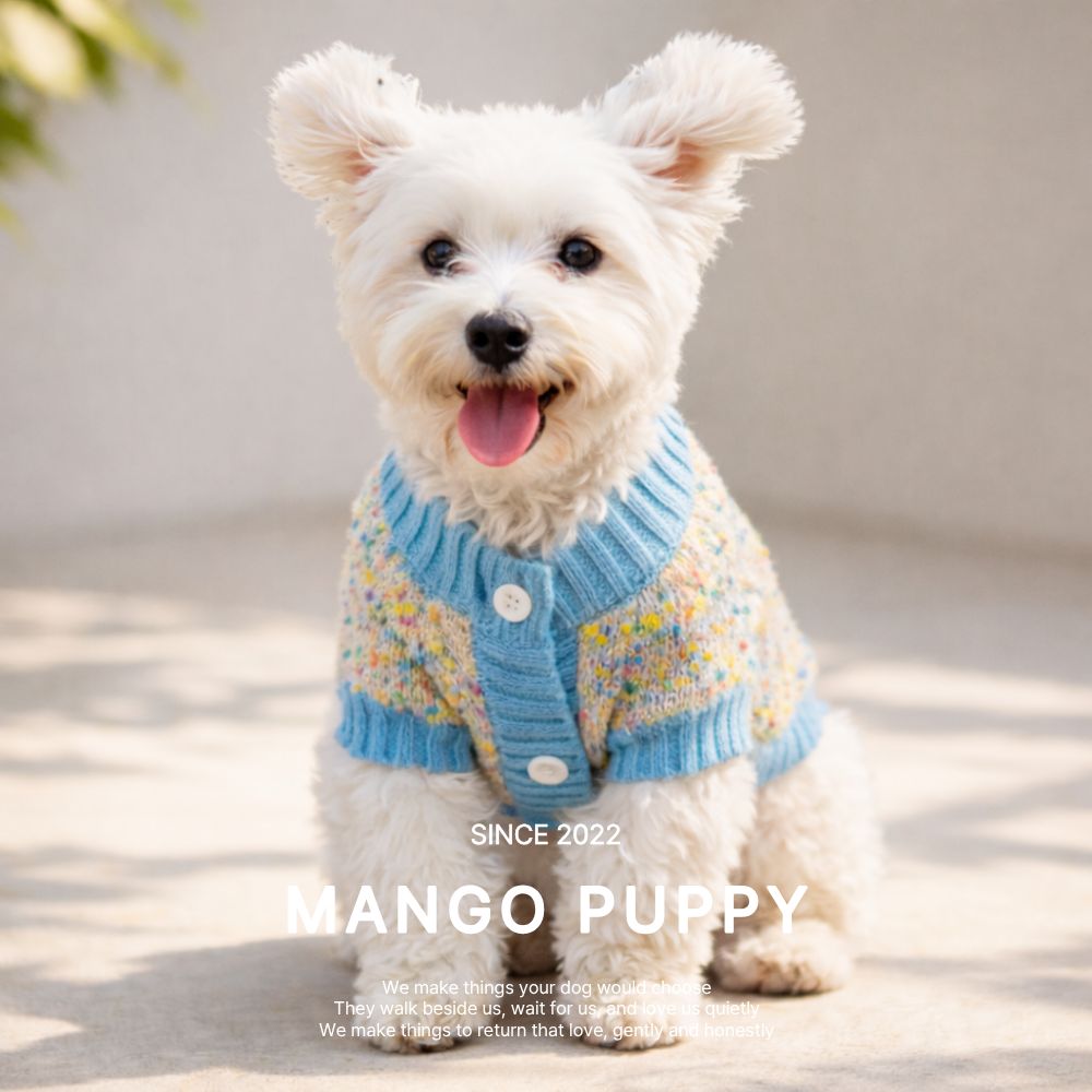 망고퍼피 고급 트위드 가디건 강아지옷, 1개, 블루 17,800원