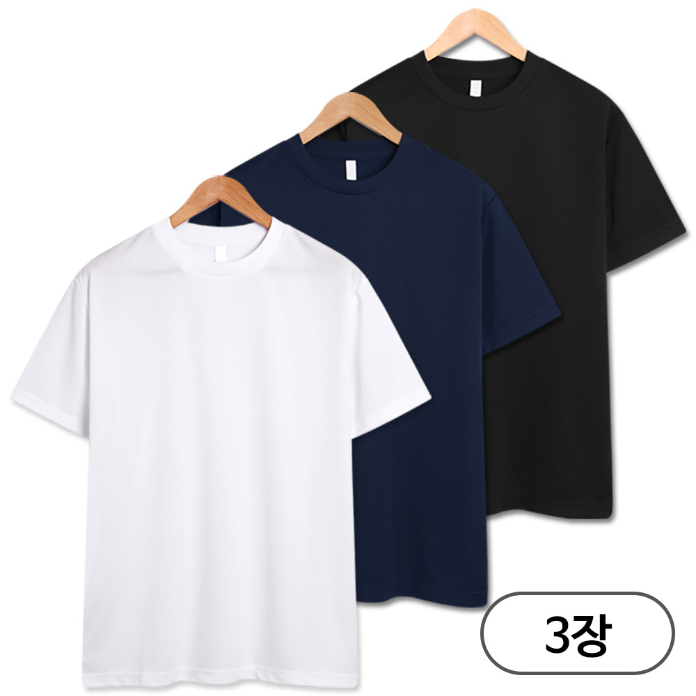 3장 세트 드라이 라운드 쿨티셔츠 남녀공용 기능성 반팔티 냉감 반팔 반팔티 (SCC5274PT), 현재가 30,940원