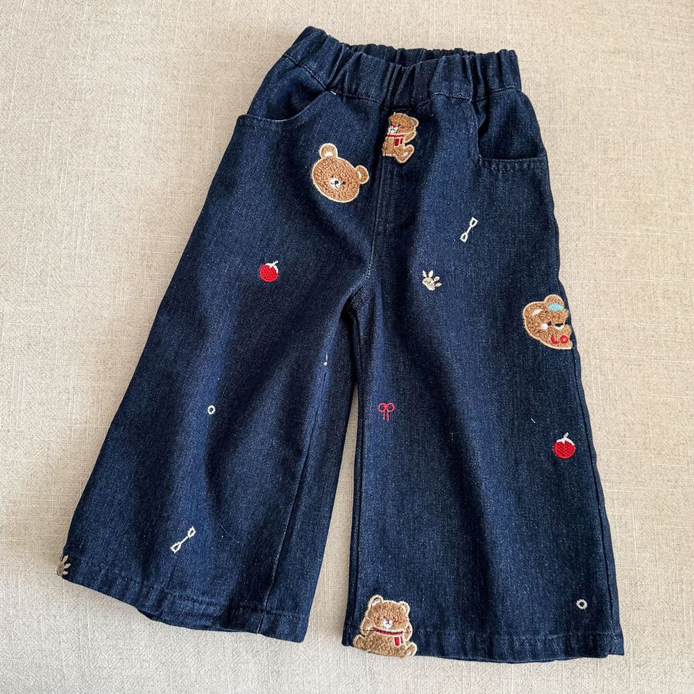 투에그 유아용 곰돌이 자수 와이드 밴딩 팬츠 31,100원