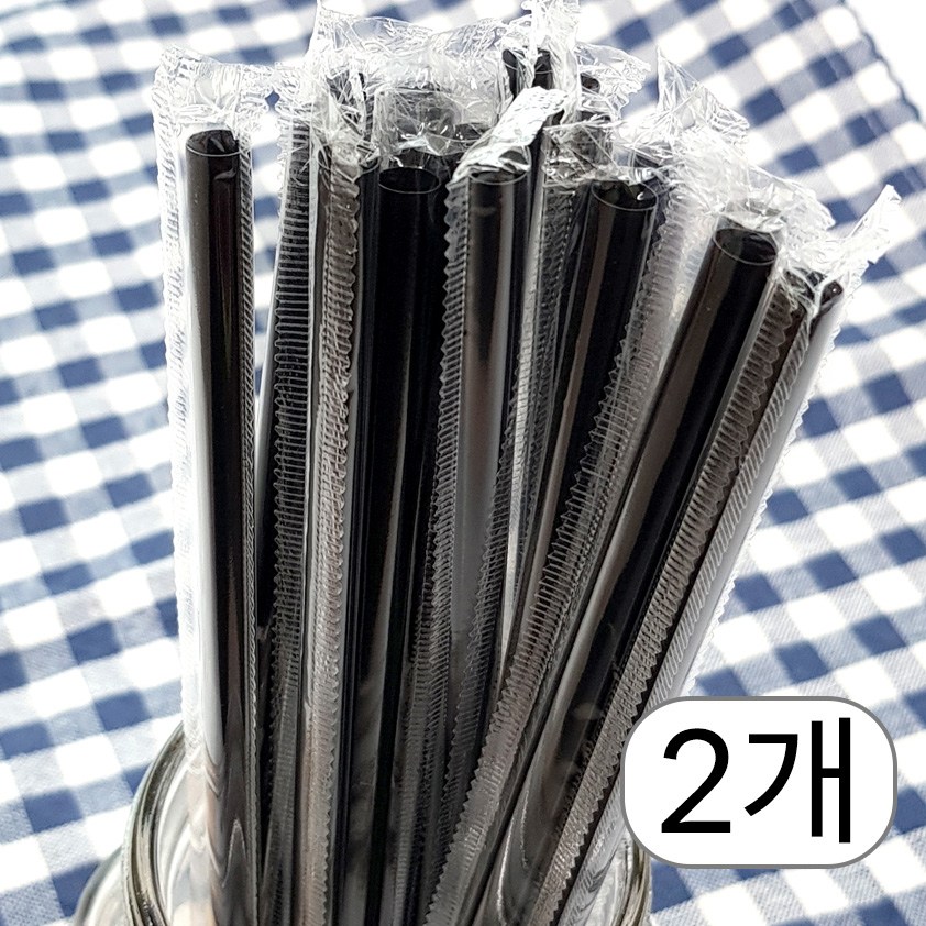 스트롱팩토리 개별포장 일자빨대 검정 21cm 500개입 9,230원