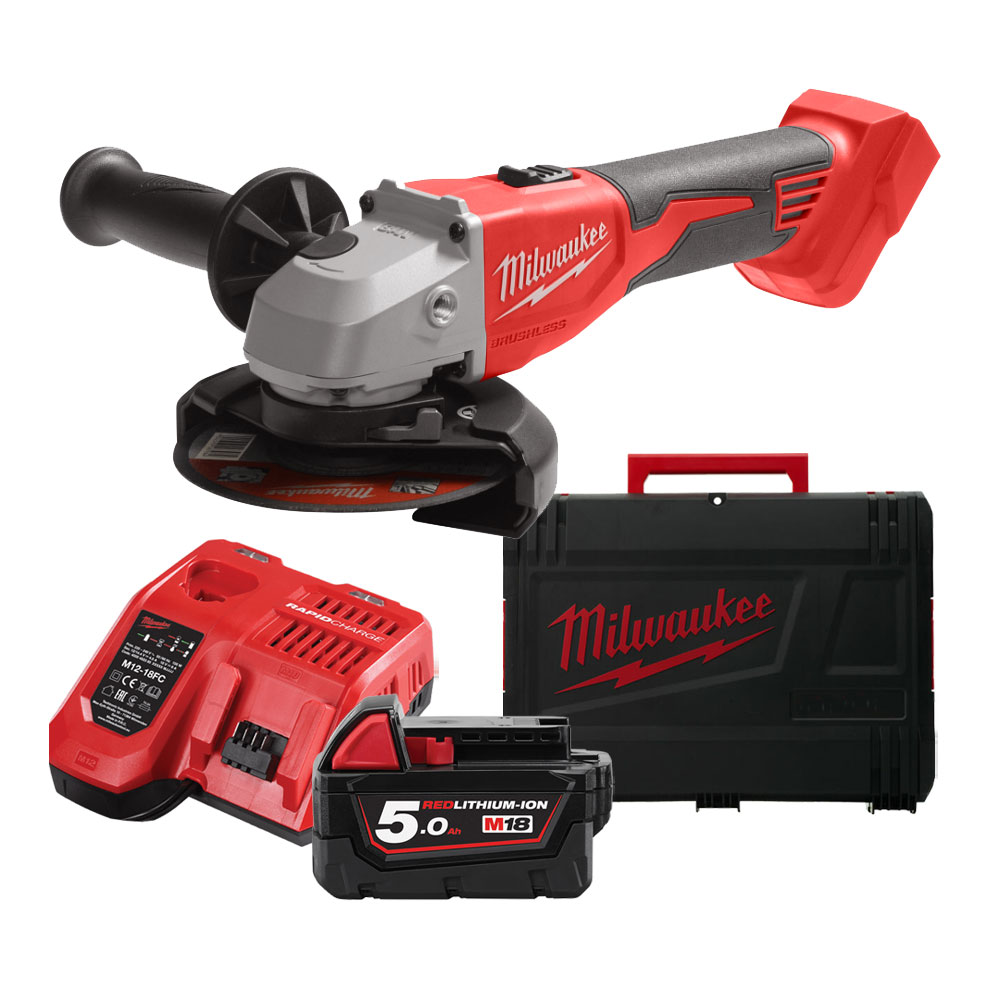 밀워키 M18 BLSAG125X-501X 충전 18V 125mm 충전 그라인더 5.0Ah 배터리 1개 세트 285,640원