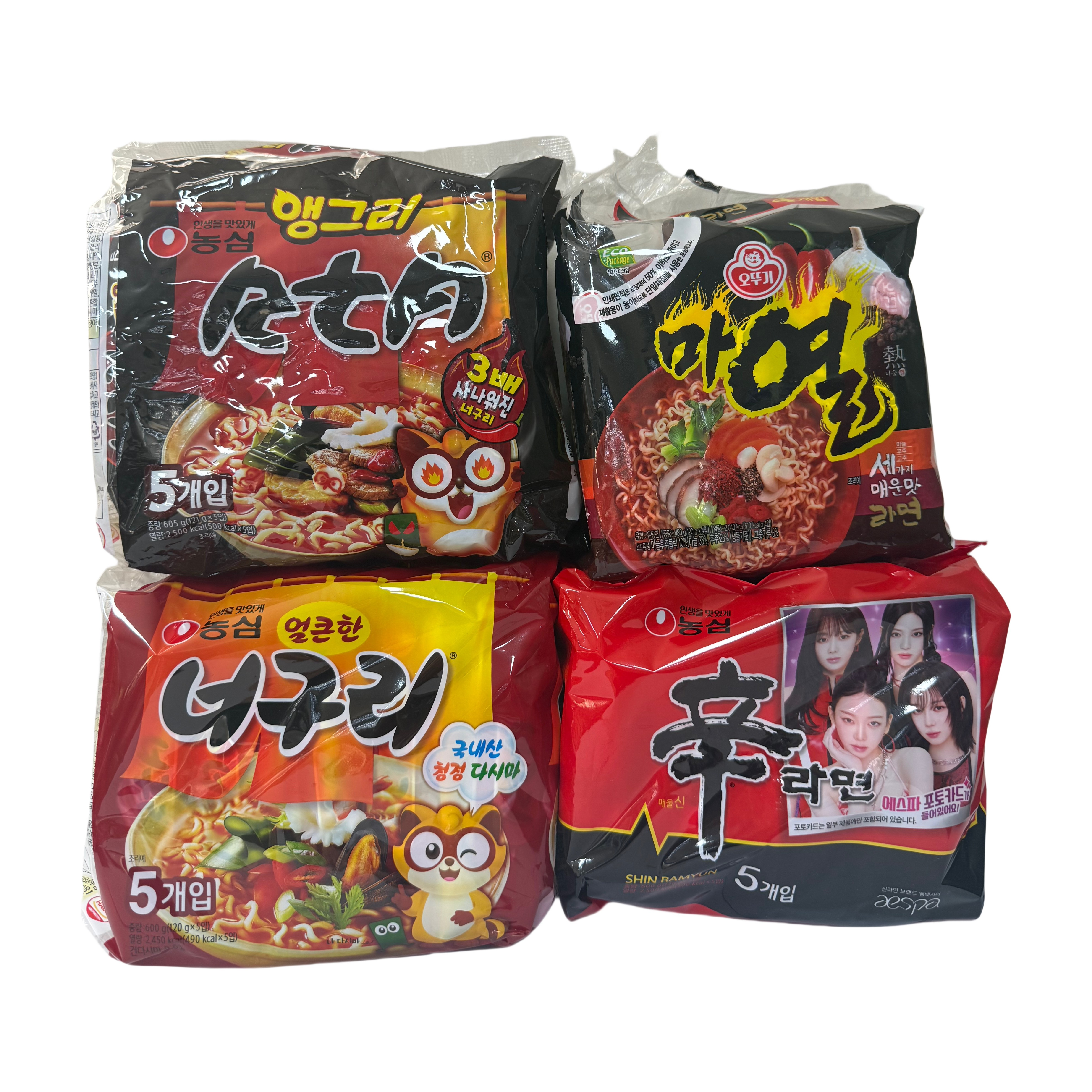 인기라면 얼큰너구리5입+앵그리너구리5입+신라면5입+마열라면4입, 38개 42,600원