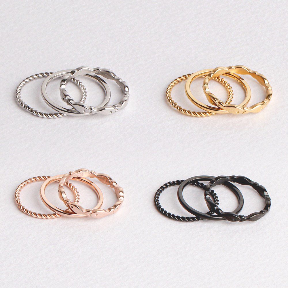 VARAM [3종세트] 써지컬316L스틸 에떼르 물고기 반지 세트 18,700원