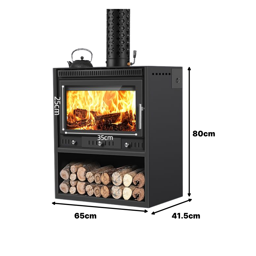 번하임 에어커튼 화목난로 난방 거꾸로타는 주물 장작 화덕 스토브 벽난로, 24평-70형 65×41×80cm 997,000원